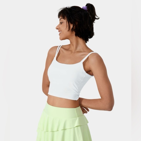 Halara White Double Straps Backless Twisted Cropped Yoga Tank Top | NEW!!💜🏋️ - Picture 4 of 13
